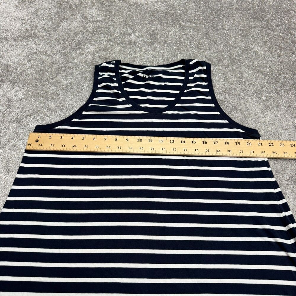 Pact Tank Maxi Dress Women XL Navy Blue White Striped Organic Cotton Side Slit - Picture 11 of 16